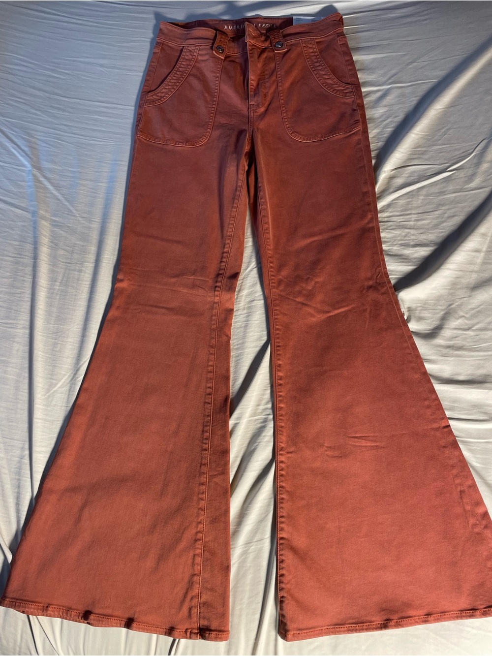 American Eagle Outfitters Rust Wide-Leg Flare Jeans